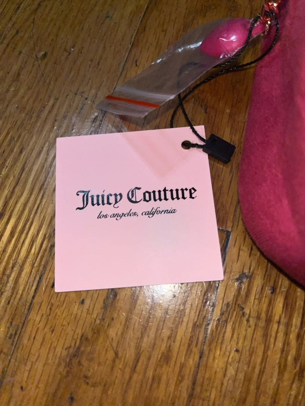 NWT Juicy Couture Clear Cosmetic Bag with Velvet Trim and Juicy Travel Bottle